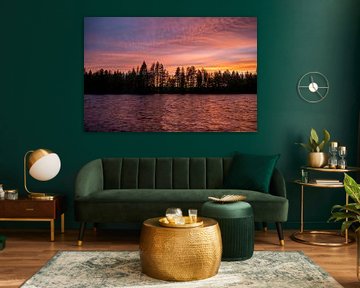 Sunset by the river in Sweden