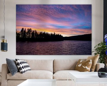 Beautiful sky over the river in Sweden