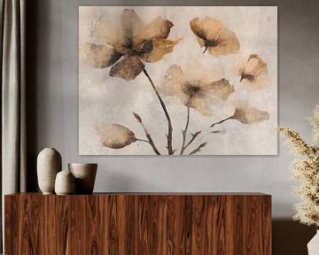 Japandi Wilde bloemen Abstractie van Mad Dog Art