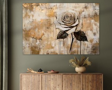 Schilderij roos met gouden accenten van Art & Soul Creations