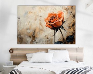 Oranje roos olieverfschilderij van Art & Soul Creations