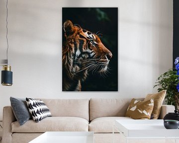 Tigre noir et blanc sur Imperial Art House
