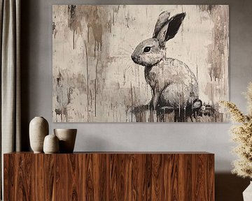 Black-and-white rabbit on canvas by Art & Soul Creations