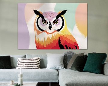 Colourful digital owl artwork