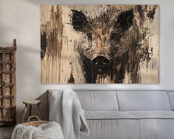Wildschwein ausdrucksstarkes Porträt auf Leinwand von Art & Soul Creations