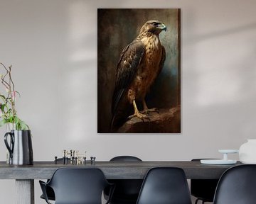 Majestätischer Bussard in dunkler Umgebung von Emil Husstege