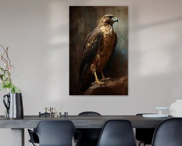 Majestätischer Bussard in dunkler Umgebung