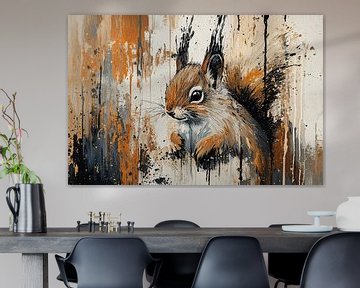 Abstract eekhoorn schilderij met spetters van Art & Soul Creations