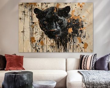 Schwarzer Panther ausdrucksstarke Malerei von Art & Soul Creations