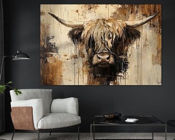Schottischer Highlander auf Leinwand von Art & Soul Creations
