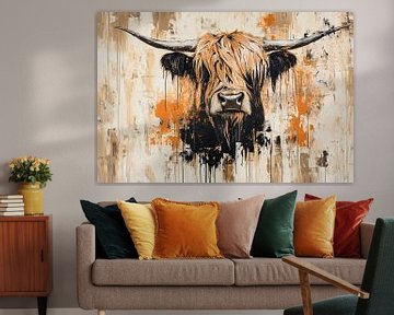 Stoere Schotse hooglander schilderij van Art & Soul Creations