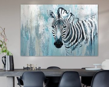 Moderne zebra met blauwe tinten