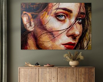 Bunte Nahaufnahme eines Frauengesichts von Art & Soul Creations