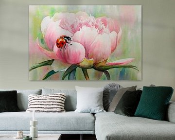 Lieveheersbeestje op roze bloem van Art & Soul Creations