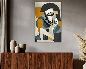 Cubist portrait of a woman in thought by Imperial Art House