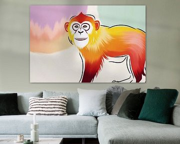 Singe coloré sur fond doux sur Art & Soul Creations