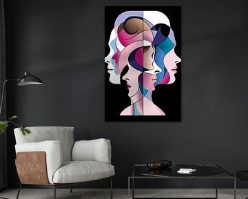 Abstract layered faces in bright colours by Imperial Art House