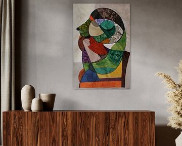Abstract Cubist Portrait in Vivid Colours by Imperial Art House