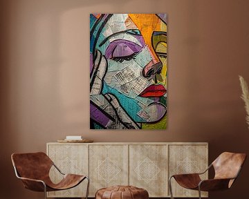 Kubistisch Portret van een Vrouw in Kleur van Imperial Art House