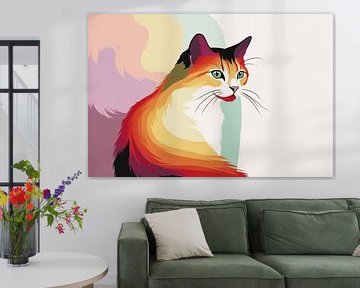 Kleurrijk kattenportret in digitale stijl