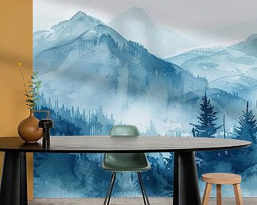 Waterverf Berglandschap