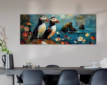 Puffins aan de Rotsachtige Kust van ByNoukk