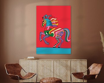 Chaotisch abstract paard in pop-artstijl van Pixelbull Design