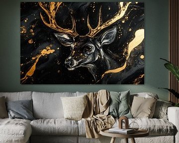 Abstract hert in goud en zwart van Art & Soul Creations