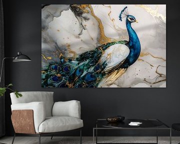 Pauw op abstracte achtergrond van Art & Soul Creations