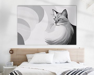 Portrait de chat minimaliste et élégant