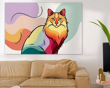 Colourful cat digital illustration by Art & Soul Creations