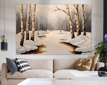 Winterlandschap met berkenbomen van Art & Soul Creations