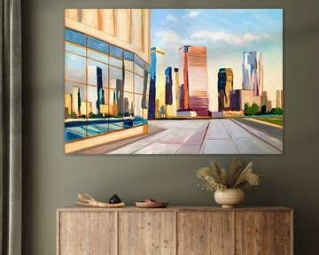 Moderne Stadtlandschaft mit Spiegelung von Art & Soul Creations