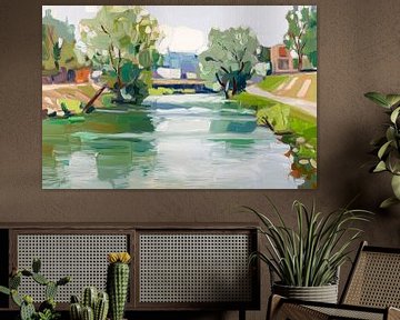 Rustige rivier met bomen van Art & Soul Creations