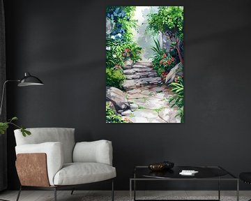 Stenen Pad in Bloeiende Tuin van Imperial Art House