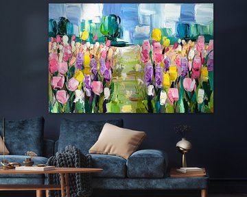 Kleurrijk veld met bloemen