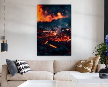 Abstracte Lava Stroom in Vuur en Vlam van Imperial Art House