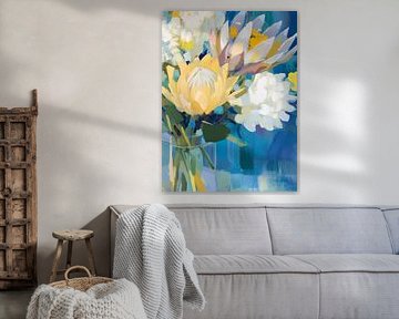 Flowers in a vase in impressionistic colours by Color Square