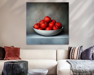 modern stilleven, schaal met rode appels van Lauri Creates