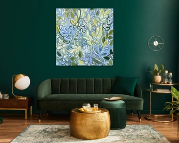 Blooming nature in fresh shades of blue and green