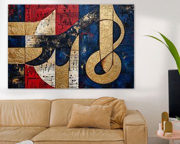 Goud en abstract muziekschilderij van Art & Soul Creations