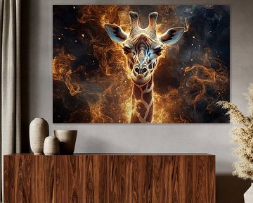 Giraffe in fiery setting by Art & Soul Creations