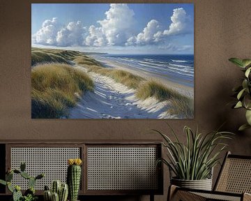 Nederland Strand van Abstract Schilderij