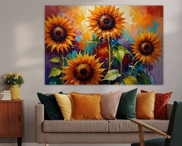 Abstracte zonnebloemen