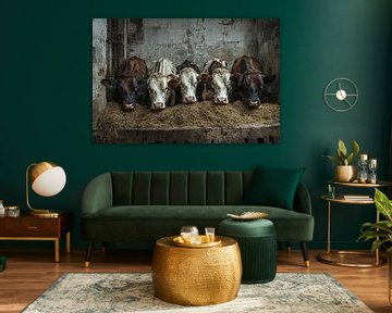 Koeien in een oude stal van Art & Soul Creations