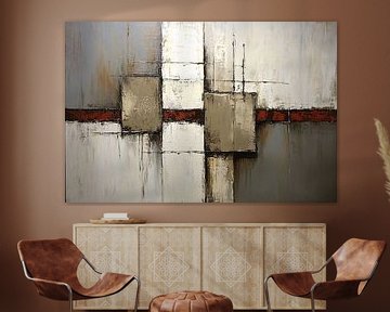 Geometrisch abstract schilderij met aardetinten van Art & Soul Creations