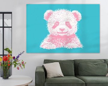 Pop Art Panda op Blauw van Art & Soul Creations