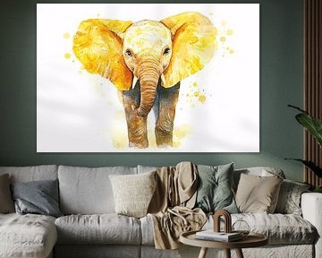 Aquarel olifant schilderij