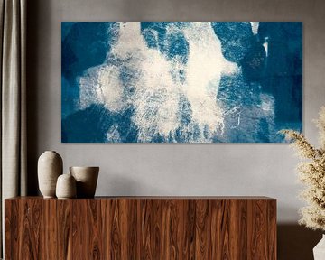 Scandinavian winter abstraction in blue grey by Mad Dog Art