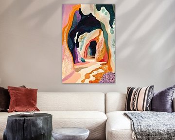 Colourful surrealist cave painting by Art & Soul Creations